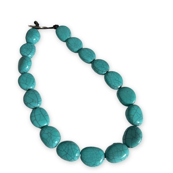 💍 CHAPS by Ralph Lauren Faux Turquoise Simplistic Bead Necklace 20” - Picture 8 of 12